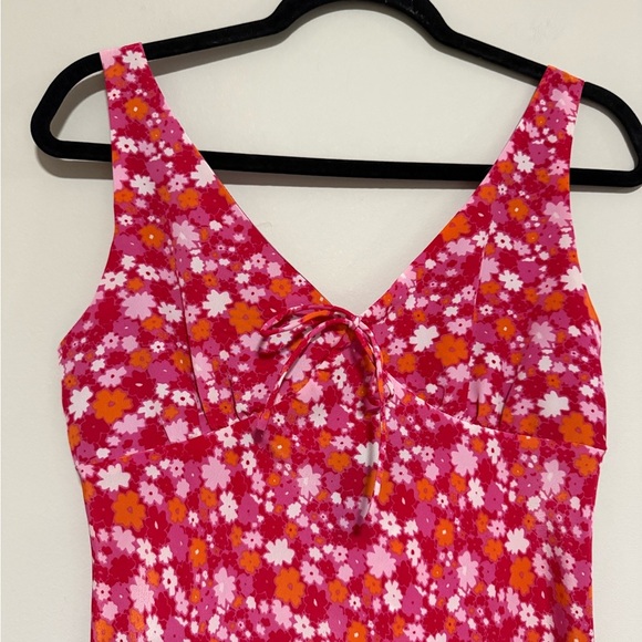Express Vintage Y2K Ditsy Floral Pink Sleeveless Midi Dress Size 9/10 Babydoll - Picture 3 of 9